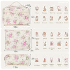 Makeup Bag,Quilted Cosmetic Bags,Large Floral Make Up Organize bag,Makeup Bag Set for Women,Flower Travel Toiletry Bag