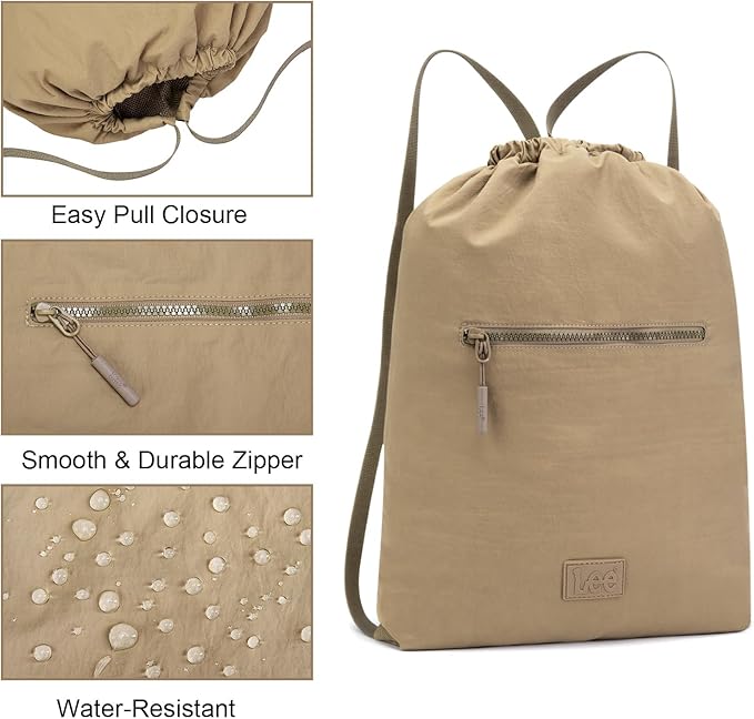 Lee Drawstring Backpack Bag Lightweight Small Gym Swim Beach Bag Water Resistant Sports Sackpack for Men Women, LEE48-002KH