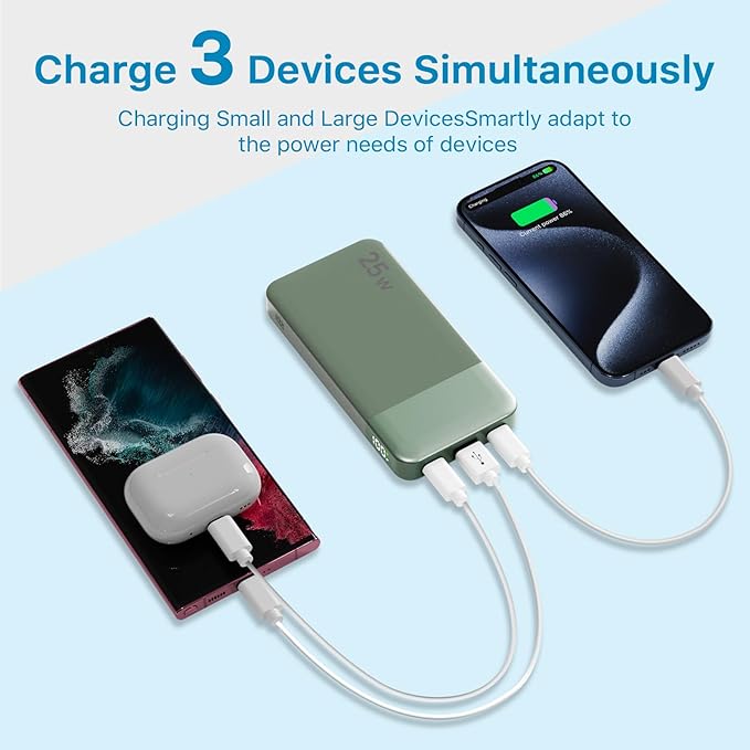 NOBIS Portable Charger, 10000mAh Power Bank Fast Charging, Battery Pack with C to C Cable, Battery Bank with Digital Display for iPhone iPad Android etc