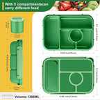 Amathley Bento Box Adult Lunch Box Kids,Lunch Containers for Adults/Kids/Toddler,5 Compartments Bento Lunch Box with Sauce Vontainers,Microwave & Dishwasher & Freezer Safe,BPA-Free (Emerald green)