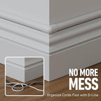 D-Line Half Round Cord Hider, Patented Cable Cover, Hide TV Wall Mount Wires, Raceway for Cords, Decorative Wire Covers, Paintable, Adhesive Cable Concealer, 10x 0.78in W x 0.39in H x 15.7in L, White