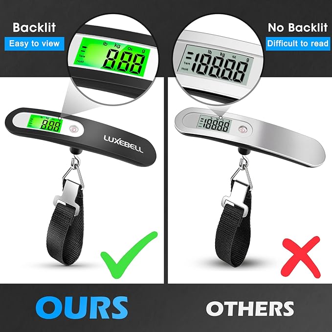 Digital Luggage Scale Vacation Travel Essentials Accessories Gifts for Traveler Portable Suitcase Handheld Weight Scale 110 lbs Hanging Baggage Travel Must Haves