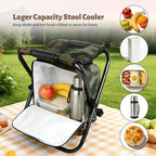 Folding Camping Chair Stool Backpack with Cooler Insulated Picnic Bag, Portable Hunting Fishing Multifunction Chair for Outdoors Hiking Hunting Travel (Camouflage)