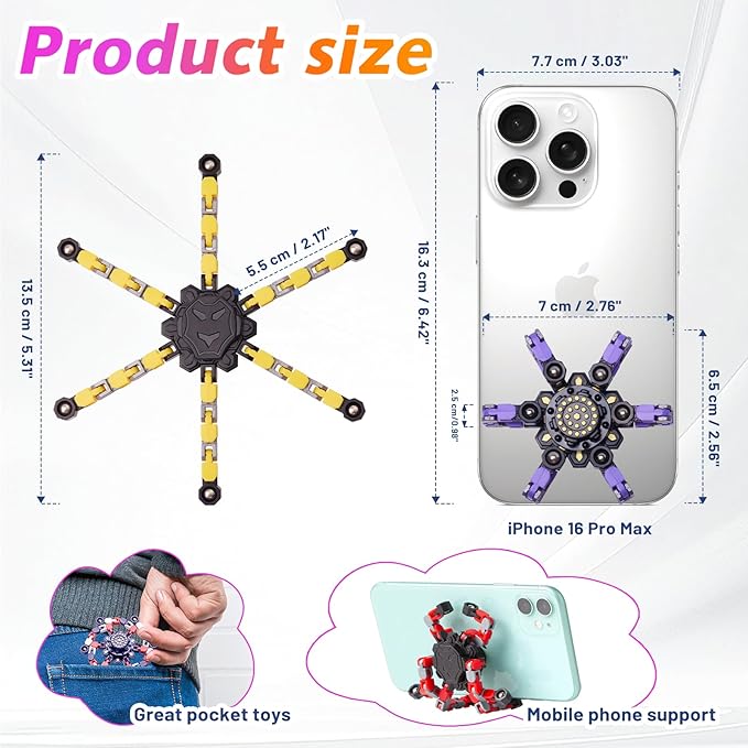 Gokeey Transformable Fidget Spinners Toys 4 Pcs for Kids and Adults Stress Relief Sensory Toys for Boys and Girls Age 8-13 Fingertip Gyros Party Favors Birthday Gifts for Teens Road Trip Travel Toy