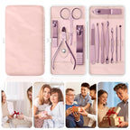 ZIZZON Professional Nail Care Kit, 12-Piece Manicure & Pedicure Grooming Set with Travel Case, Stainless Steel Nail Clippers, Cuticle Trimmer & Beauty Tools, Portable Gift Set(Pink)
