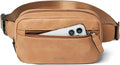 LATMAP 2L Fanny Packs Everywhere Belt Bag Small Fashion Crossbody Waist Pack Faux Leather Waterproof Sling Chest Bag For Women Tan