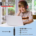 Voopwink Kids Headphones Wired with Microphone, USB Type C Headphones for Kids Girls Boys with Cord/LED Lights/85/94dB Volume Limit, Portable Over Ear Headphones for School/Travel/Tablet/iPad