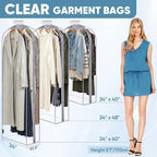 BALEINE 48'' Clear Garment Bags, 10.5'' Wide PEVA Suit Bag for Closet Clothes Dresses Suit Coats Storage (Clear, 1PK)