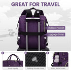 LOVEVOOK Laptop Backpack for Women,17 Inch Professional Womens Travel Backpack Purse Computer Laptop Bag Nurse Teacher Backpack,Waterproof Work Bags Carry on Back Pack with USB Port,Dark Purple