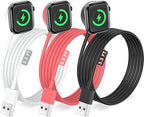 3Pack Upgraded for Apple Watch Charger Magnetic Fast Charging Cable [Portable] Magnetic Wireless Charging Compatible with iWatch Series Ultra/SE/11/10/9/8/7/6/5/4/-[3.3FT] White+Black+Red