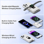 Magnetic Portable Charger, 10000mAh Wireless Power Bank for iPhone with Built-in Cables, 20W Fast Charging for Magsafe Battery Pack with Stand for iPhone Air/17/16/15/14/13/12 and Apple Watch