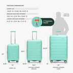 Traveler's Choice Pagosa Hardshell Expandable Luggage with Spinner Wheels, Mint, 2-Piece Set (22/26)