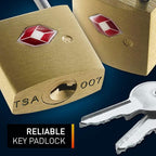 Lewis N. Clark Mini Brass Square TSA Lock + Padlock for Luggage, Suitcase, Carry On, Backpack, Laptop Bag or Purse - Perfect for Airport, Hotel, & Gym, 2 Keys Included - 3 Pack