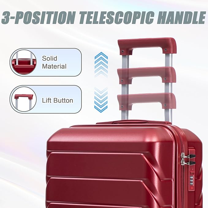 Kids Luggage Sets for Girls, 2 Piece Luggage Set, 20 Inch Rotating Wheel Suitcase with 14 Inch Cosmetic Case, Lightweight Hardshell Suitcase with 360° Spinner Wheels for Travel (Red)