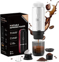 Portable Electric Espresso Machine Self-heating with USB-C, 12V 7800mAh Long battery life Travel Coffee Maker for Camping Hiking Office Car Compatible with NS Capsules & Ground Coffee