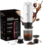 Portable Electric Espresso Machine Self-heating with USB-C, 12V 7800mAh Long battery life Travel Coffee Maker for Camping Hiking Office Car Compatible with NS Capsules & Ground Coffee
