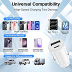 USB C Car Charger for iPhone 17 16 15 Pro Max, 40W Dual Port USB-C & USB-A Car Fast Charging Adapter, 2X6.6FT C to C Cable & A to C Carplay Cable for iPhone 17 16 15 Series/iPhone Air,iPad,Samsung-Red
