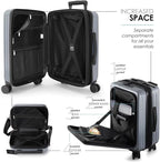 22 Inch Carry On Luggage 22x14x9 Airline Approved, Carry On Suitcase with Wheels, Hard-shell Carry-on Luggage, Grey Small Suitcase, Hardside Luggage Carry On with Cosmetic Carry On Bag