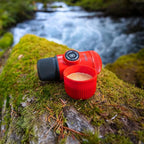 WACACO Nanopresso Portable Espresso Maker Bundled with Protective Case, Upgrade Version of Minipresso, Mini Travel Coffee Machine, Perfect for Camping, Travel and Office (New Elements Lava Red)
