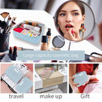 Queboom Travel Makeup Bag Cosmetic Bag Makeup Bag Toiletry bag for women and men (Blue)