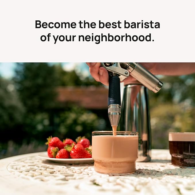 Original NitroPress - Nitro Cold Brew Coffee Maker | Portable Nitrogen Infuser for Smooth Nitro Drinks, Cold Brew, Cocktails & Tea at Home or On the Go | Uses N2 Cartridges | Stainless Steel Design