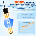Portable Shower with Heater,6000Mah Battery Powered Portable Shower for Camping with 2000W Auto-Off Heater,Portable Heated Shower for Camping,Digital Power&Temperature Display for Hiking