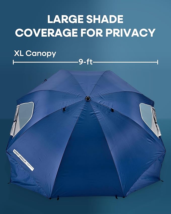 Sport-Brella Premiere UPF 50+ Umbrella Shelter with Patented Side Panels and Tilt Mechanism, Heavy-Duty 1.25 Inch Center Pole, Auger Anchor for Sand and Grass