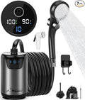 2026 Upgraded Portable Shower for Camping, Rechargeable Camping Shower with Intelligent LED Display, 10 Spray Modes, IPX7 Waterproof Outdoor Camp Pump for Hiking, Travel, Car, Pet