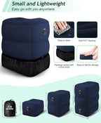 Inflatable Travel Foot Rest Pillow, Kids Airplane Bed, Adjustable 3 Layers Height Leg Rest Pillow, Adults Travel Essentials Great for Airplane, Office, Home, Trains, Cars (Blue)