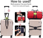 Luggage Straps Bag Bungees for Add a Bag Easy to Travel Suitcase Elastic Strap Belt (Black-R, L)
