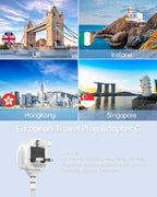 UK Travel Plug Adapter with USB C, 6FT Extension Cord, US to UK Ireland Plug Adapter Type G Travel Adapter with 3 Outlets 3 USB Ports for Scotland London England British Irish Kenya Dubai Travel