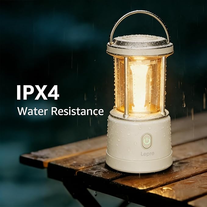 Lepro 2000LM LED Camping Lantern Rechargeable, Waterproof Tent Light with 5 Light Modes, Camping Essentials, Portable Lantern Flashlight for Camping, Emergency Light, Power Outage, USB Cable Included