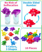 Number Dinosaur Toys for Kids 3-5, Montessori Educational Toys for 3 4 5 Year Old Boy Girl Gifts, Toddler Dino Travel Toy Preschool Learning Activities, Double Sided Dinosaurs Numbers Matching Game