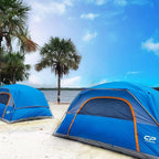 CAMPROS CP Camping Tent 2/4/6 Person, Waterproof Windproof Double Layer Dome Tent, Easy Setup with Large Mesh Windows & Wide Door for Outdoor Camping Backyard