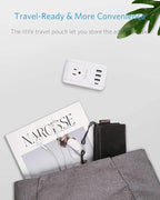 BESTEK International Travel Adapter, 3000W European Travel Plug Adapter for Hair Dryer Curling Iron, USB Travel Wall Charger with Worldwide Wall Plugs for US, EU(PD35W,1004, White)