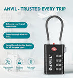 ANVIL 4 Digit Luggage Locks, TSA Locks for Luggage, Advanced TSA008 core, Alert Indicator for Your Travel Lock, Suitcase Lock. (3, Black)