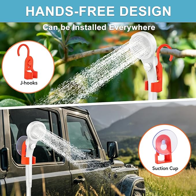 B013 Portable Shower Pump for Camping – 7800mAh Long-Lasting & Quiet Outdoor Shower with LED Display, IPX8 Waterproof Outdoor Shower for Pet Bath, Car Wash & RV