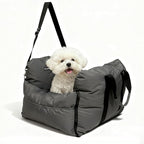 4-in-1 Dog Car Seat, Convertible Pet Booster Seat for Small Medium Dogs Up to 25lbs, Portable Travel Bed Sofa Pad with Safety Strap & Foldable Storage for Car Home Use