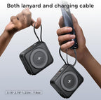 6-in-1 Magnetic Portable Charger 10000mAh – 22.5W Fast Charging with AC Wall Plug Built-in USB-C & Lightning Cables for iPhone 17/16/15/14/13/12, Android & Samsung (Black)
