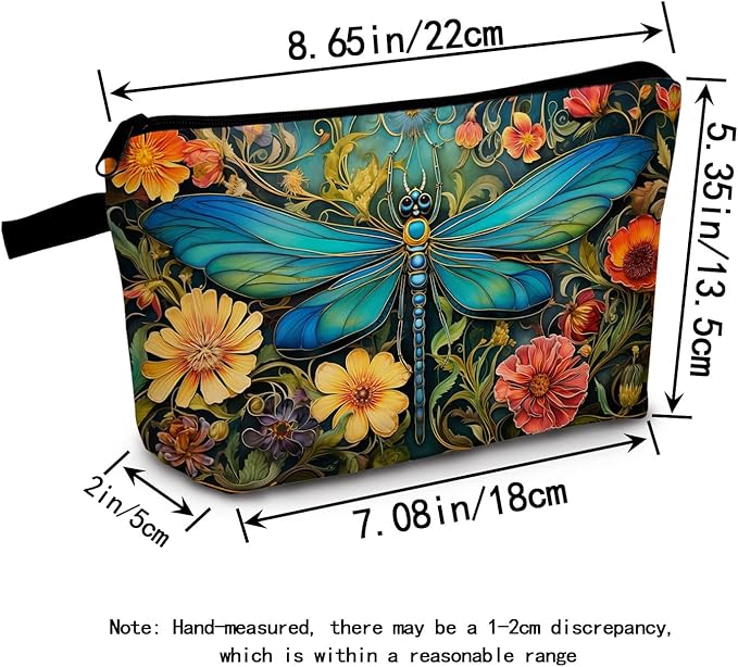 Dragonfly Print Women Makeup Bag Outdoor Portable Cosmetic Bag Toiletry Kit Travel Organizer