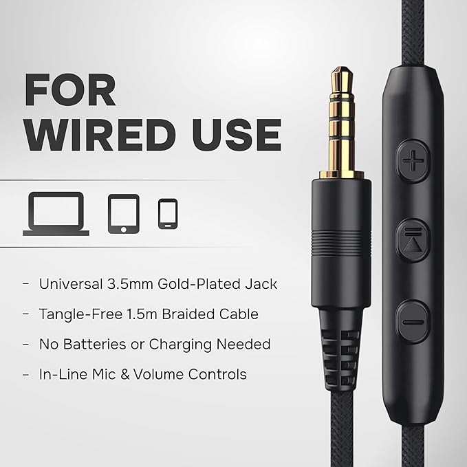 ARTIX Over Ear Headphones Wired with Microphone and Volume Control, Foldable Noise Isolating Headset with Deep Bass for School, Laptop, Computer, Chromebook, Tablet, Travel (3.5mm Jack)