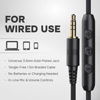 ARTIX Over Ear Headphones Wired with Microphone and Volume Control, Foldable Noise Isolating Headset with Deep Bass for School, Laptop, Computer, Chromebook, Tablet, Travel (3.5mm Jack)