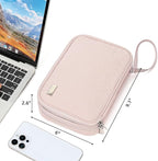 NISHEL Travel Cord Organizer Case, Double Layers Tech Electronic Bag, Essentials for Charger, Cable, Phone, Flash drive, Large, Pink
