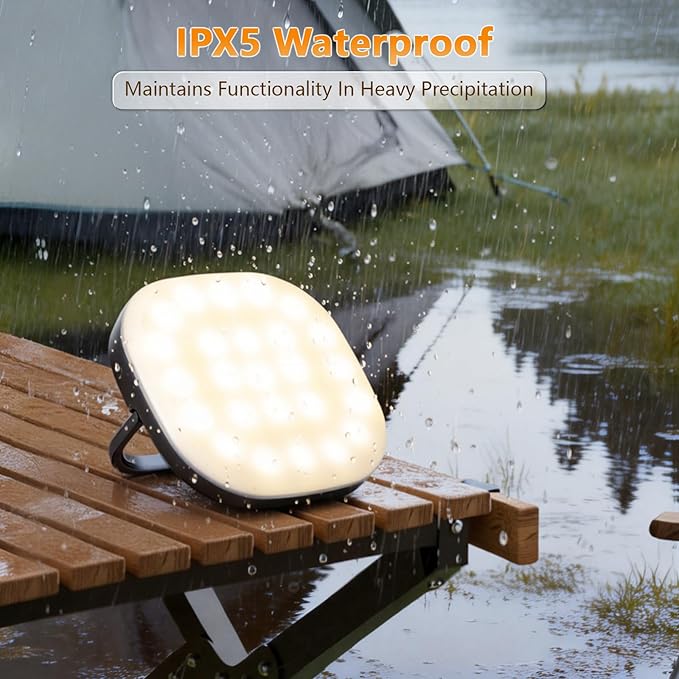Solar Camping Lights, Solar Camping Lantern Rechargeable 5000mAh LED 5 Light Modes IP65 Waterproof with USB Charging – Lanterns for Power outages Hurricane, Hiking, Fish, Emergency, and Home