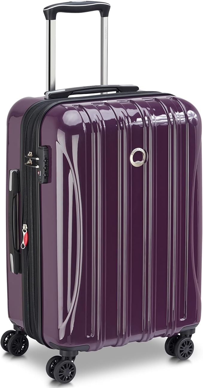 DELSEY PARIS Helium Aero Hardside Expandable Luggage with Spinner Wheels, Plum, Carry-On Plus 21 Inch