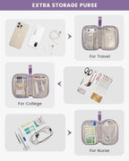 LOVEVOOK Laptop Backpack for Women, 15.6 Inch Work Laptop Bag with USB Port, Fashion Teacher Nurse Backpack Purse, Waterproof Travel Computer Backpack with Organizer Bag, 2PCS, Beige-Light Purple