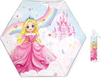 Kids Folding Umbrella Auto Open/Close Umbrellas for Rain Round Corner Safe Design UV Resistant Automatic Children Travel Umbrellas Reinforced Canopy 360° Reflective Strip Lightweight for Girls & Boys