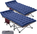 ABORON Camping Cot for Adult 28" Extra Wide, 2PK Heavy-Duty 1200D Oxford Cot for Sleeping, Portable Folding Camp Bed with Mat & Carry Bag