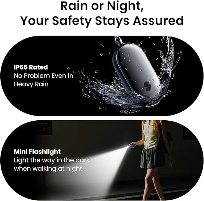 SwitchBot 130 dB Personal Safety Alarm for Women with Apple Find My APP, Extra-Loud Siren & Strobe Light, Waterproof Self Defense Keychain for Women, College Girls and Kids (White)