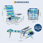 GarveeLife Backpack Beach Chair for Adults 2 Pack, Lightweight Portable Lay Flat Folding Beach Chair with 5 Positions, Backpack Straps, Phone Pocket, Cup Holder & Towel Bar, Support to 300 LBS